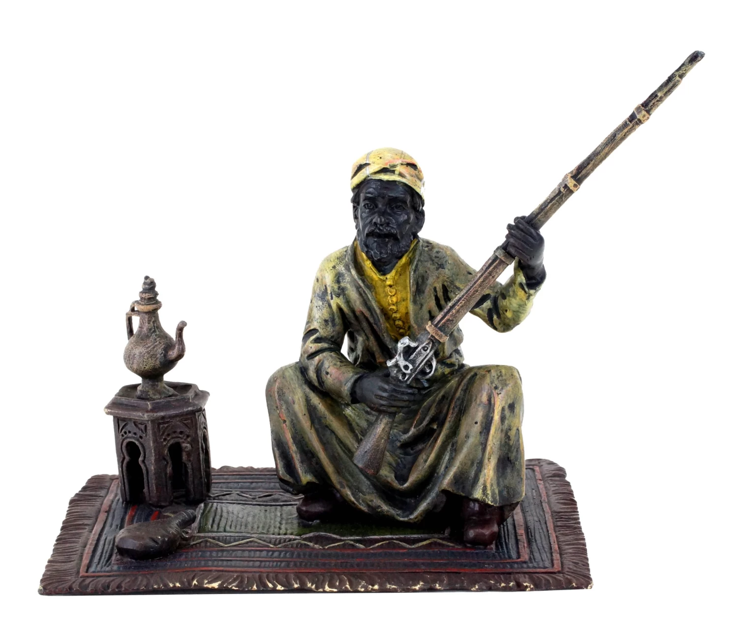 Vienna Bronze Arab Figurine - Arabian Warrior On Carpet - Bergmann 1 Vienna Bronze Arab Figurine - Arabian Warrior On Carpet - Bergmann