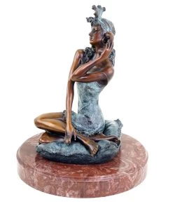 Erotic Bronze Figurine - Sexy Girl Sarah On The Phone - Signed Milo