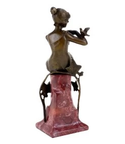 Bronze Art Nouveau Figurine - Woman With A Dove - Signed F. Preiss -Salvador Dali Shop DSC05316