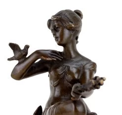 Bronze Art Nouveau Figurine - Woman With A Dove - Signed F. Preiss -Salvador Dali Shop DSC05327