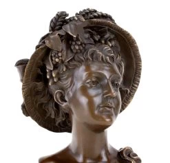 Bronze Portrait Bust - Art Nouveau Lady - Sign. Carrier-Belleuse