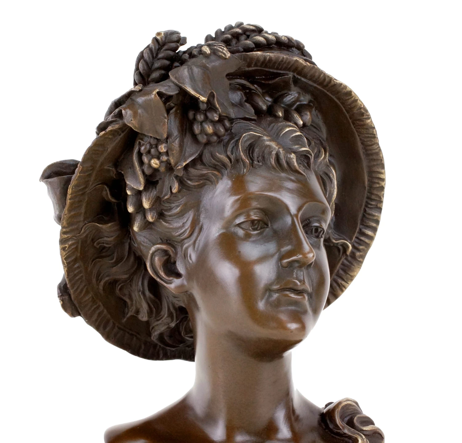 Bronze Portrait Bust - Art Nouveau Lady - Sign. Carrier-Belleuse 1 Bronze Portrait Bust - Art Nouveau Lady - Sign. Carrier-Belleuse