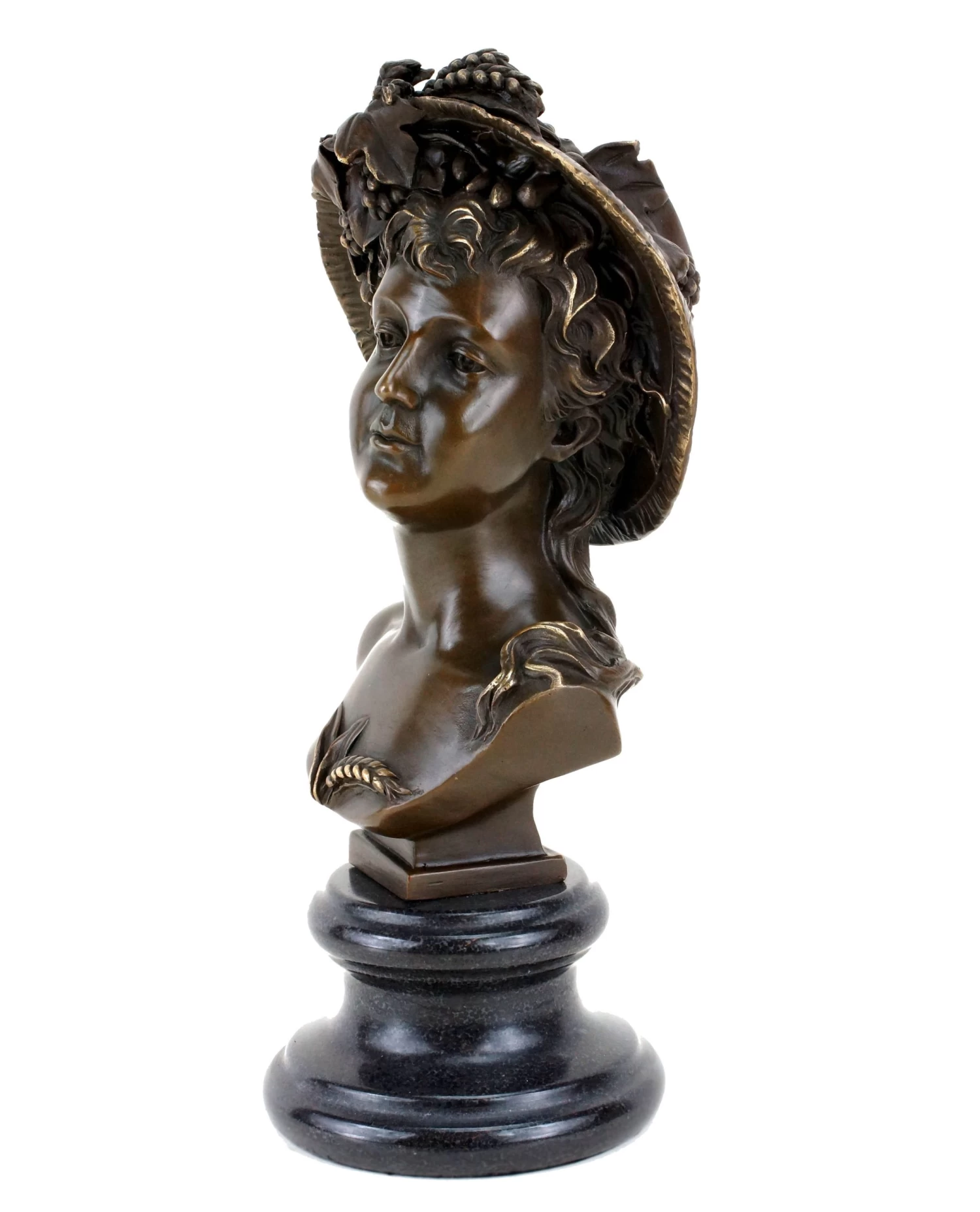 Bronze Portrait Bust - Art Nouveau Lady - Sign. Carrier-Belleuse 2 Bronze Portrait Bust - Art Nouveau Lady - Sign. Carrier-Belleuse - Image 2