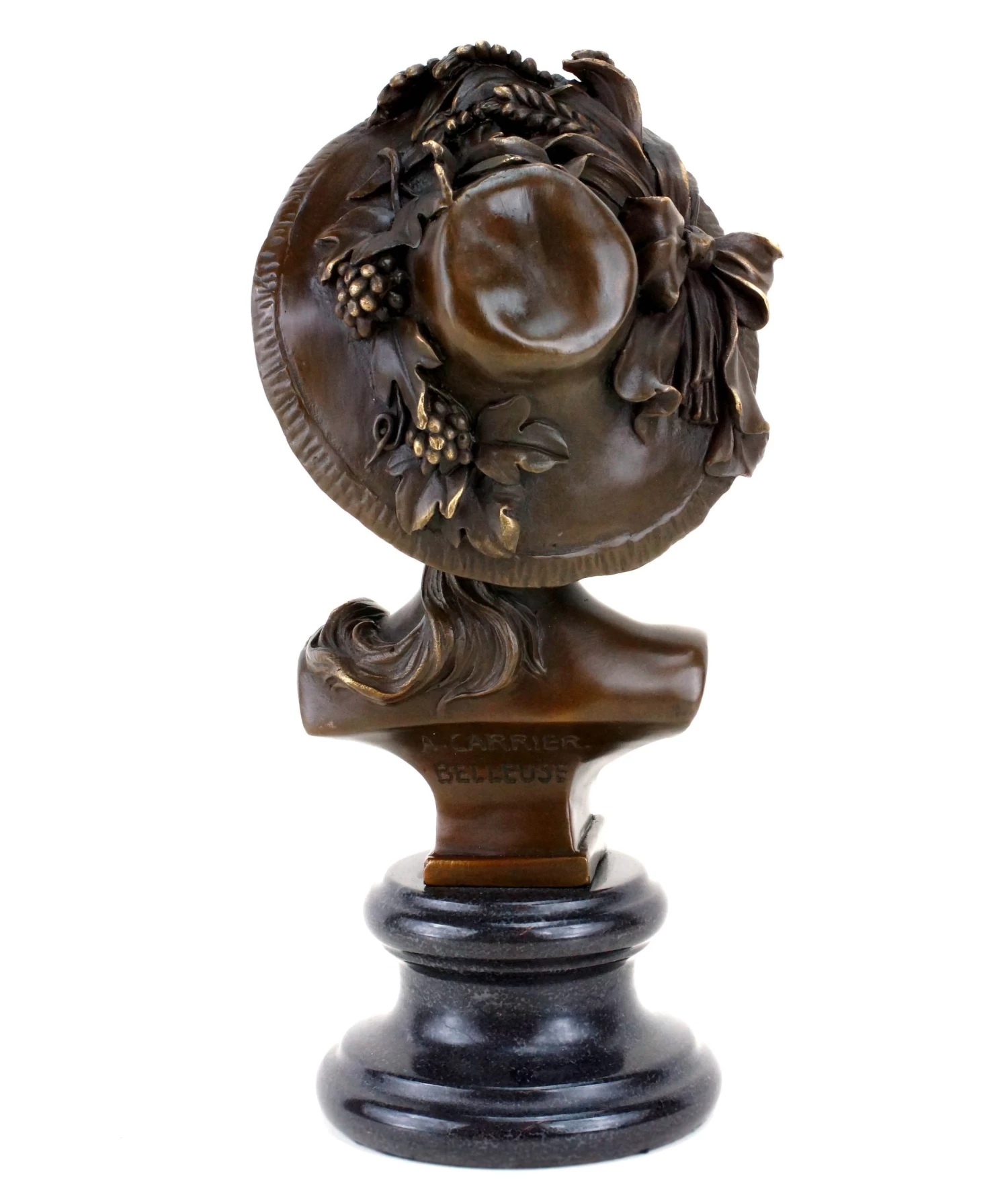 Bronze Portrait Bust - Art Nouveau Lady - Sign. Carrier-Belleuse 3 Bronze Portrait Bust - Art Nouveau Lady - Sign. Carrier-Belleuse - Image 3
