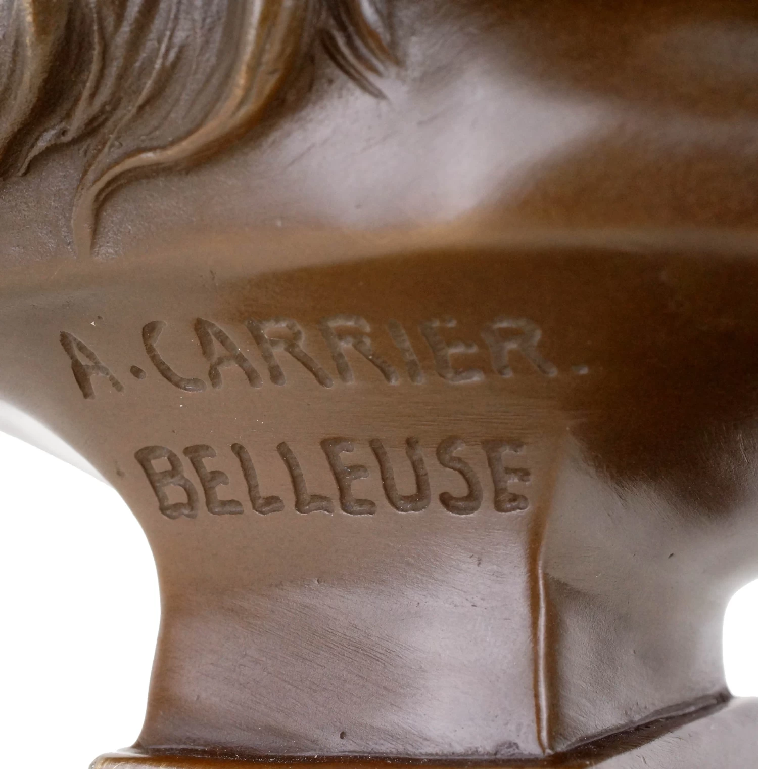 Bronze Portrait Bust - Art Nouveau Lady - Sign. Carrier-Belleuse 4 Bronze Portrait Bust - Art Nouveau Lady - Sign. Carrier-Belleuse - Image 4
