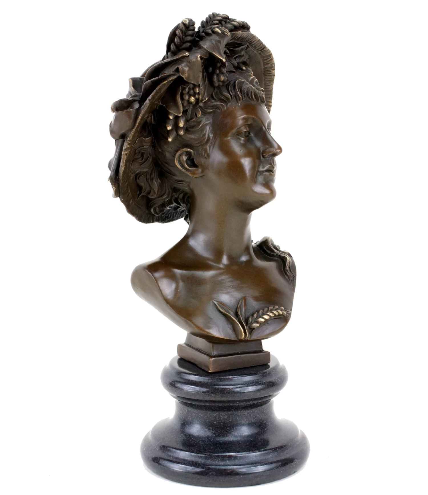 Bronze Portrait Bust - Art Nouveau Lady - Sign. Carrier-Belleuse 5 Bronze Portrait Bust - Art Nouveau Lady - Sign. Carrier-Belleuse - Image 5