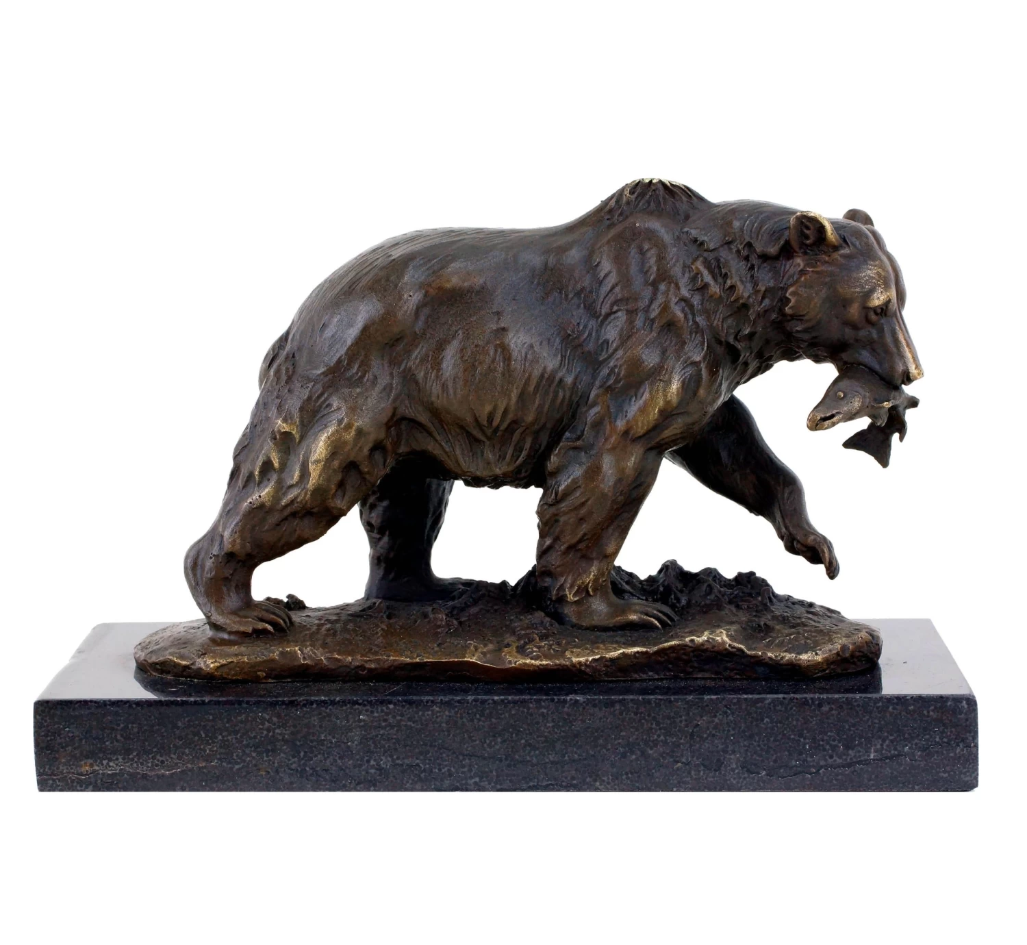 Grizzly Bear With Salmon - Animal Sculpture - Bronze Brown Bear 1 Grizzly Bear With Salmon - Animal Sculpture - Bronze Brown Bear
