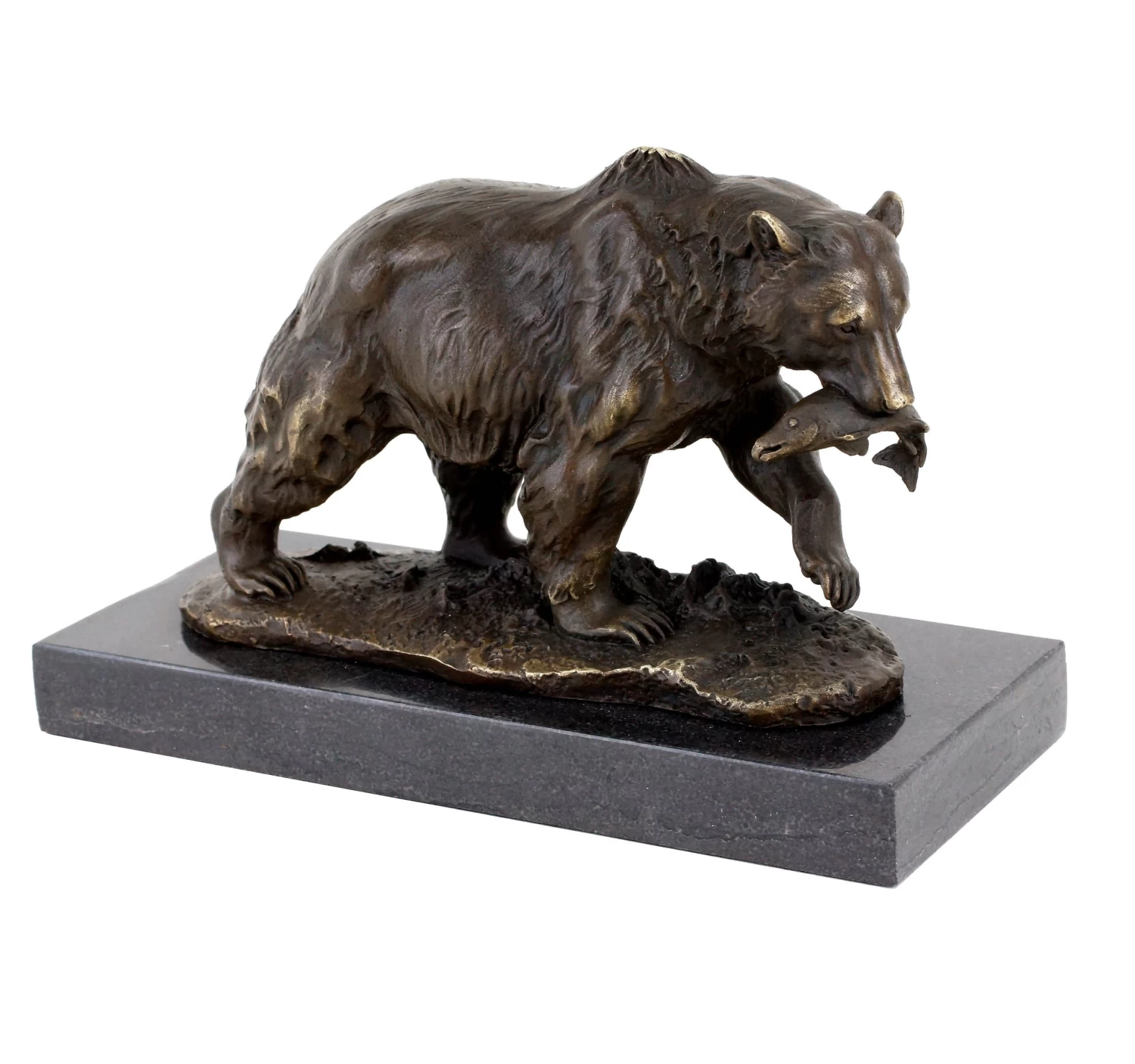 Grizzly Bear With Salmon - Animal Sculpture - Bronze Brown Bear 2 Grizzly Bear With Salmon - Animal Sculpture - Bronze Brown Bear - Image 2
