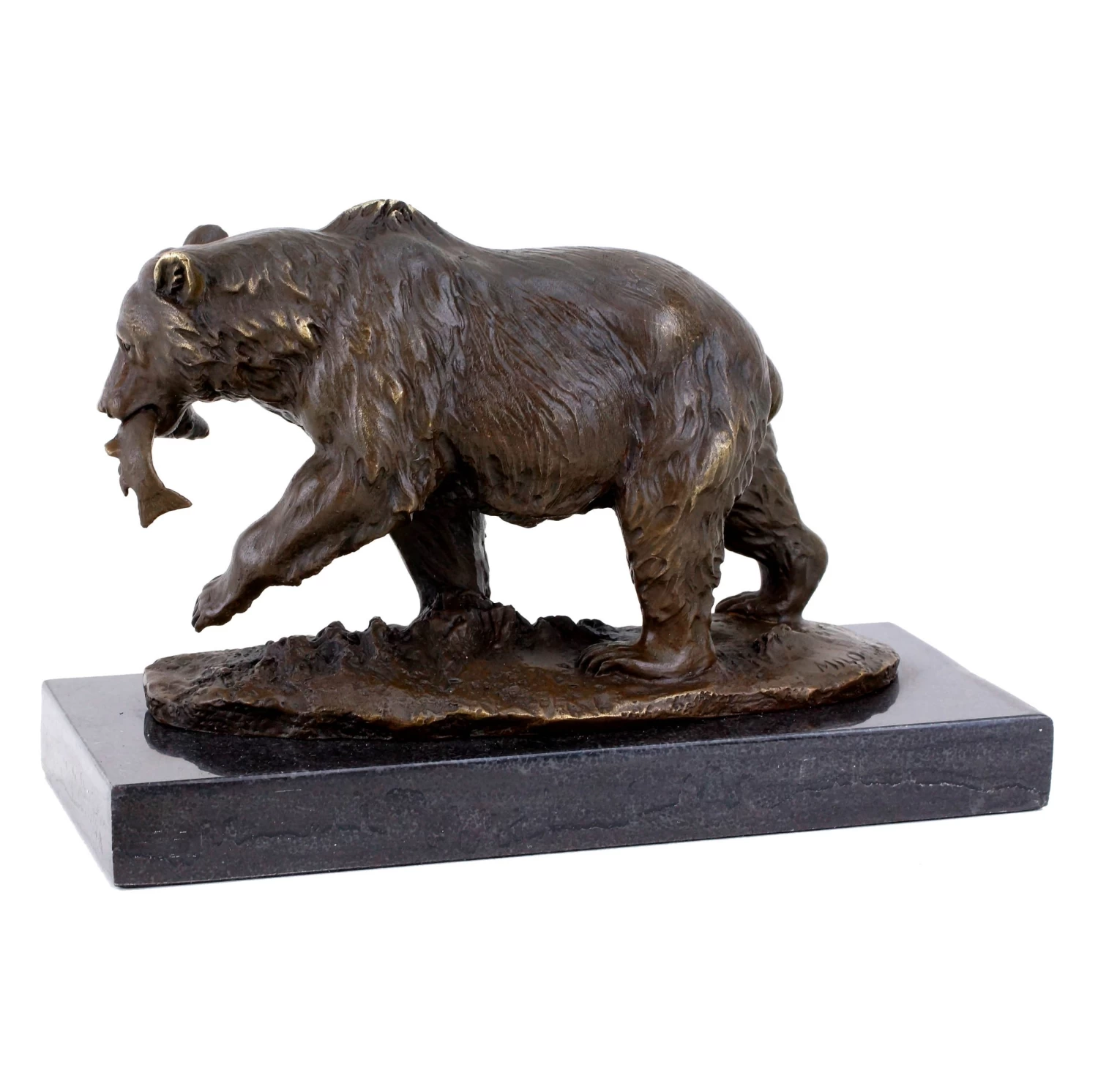 Grizzly Bear With Salmon - Animal Sculpture - Bronze Brown Bear 5 Grizzly Bear With Salmon - Animal Sculpture - Bronze Brown Bear - Image 5