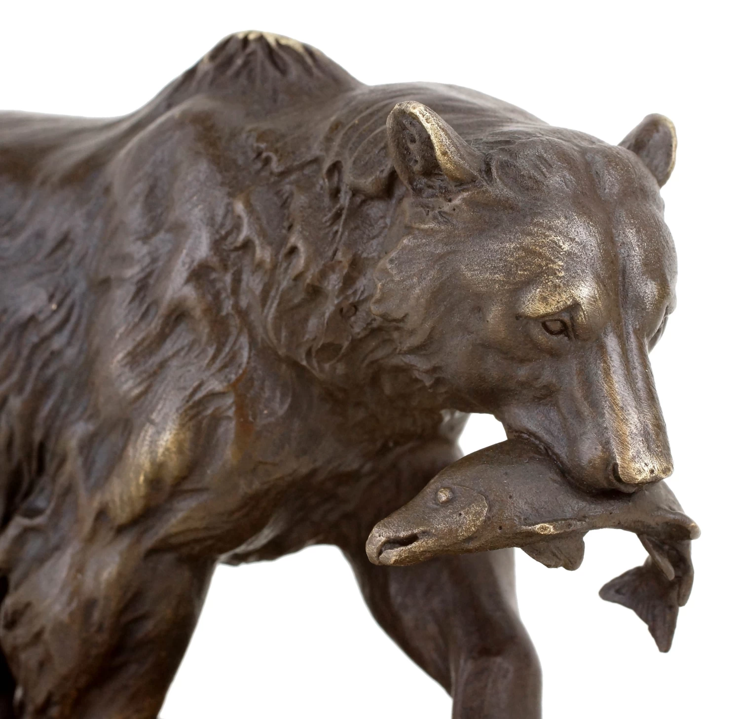 Grizzly Bear With Salmon - Animal Sculpture - Bronze Brown Bear 6 Grizzly Bear With Salmon - Animal Sculpture - Bronze Brown Bear - Image 6