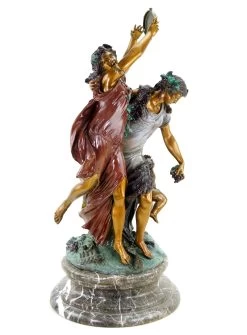 Bacchanal According To Clodion - Signed Bronze Statue In Rococo Style
