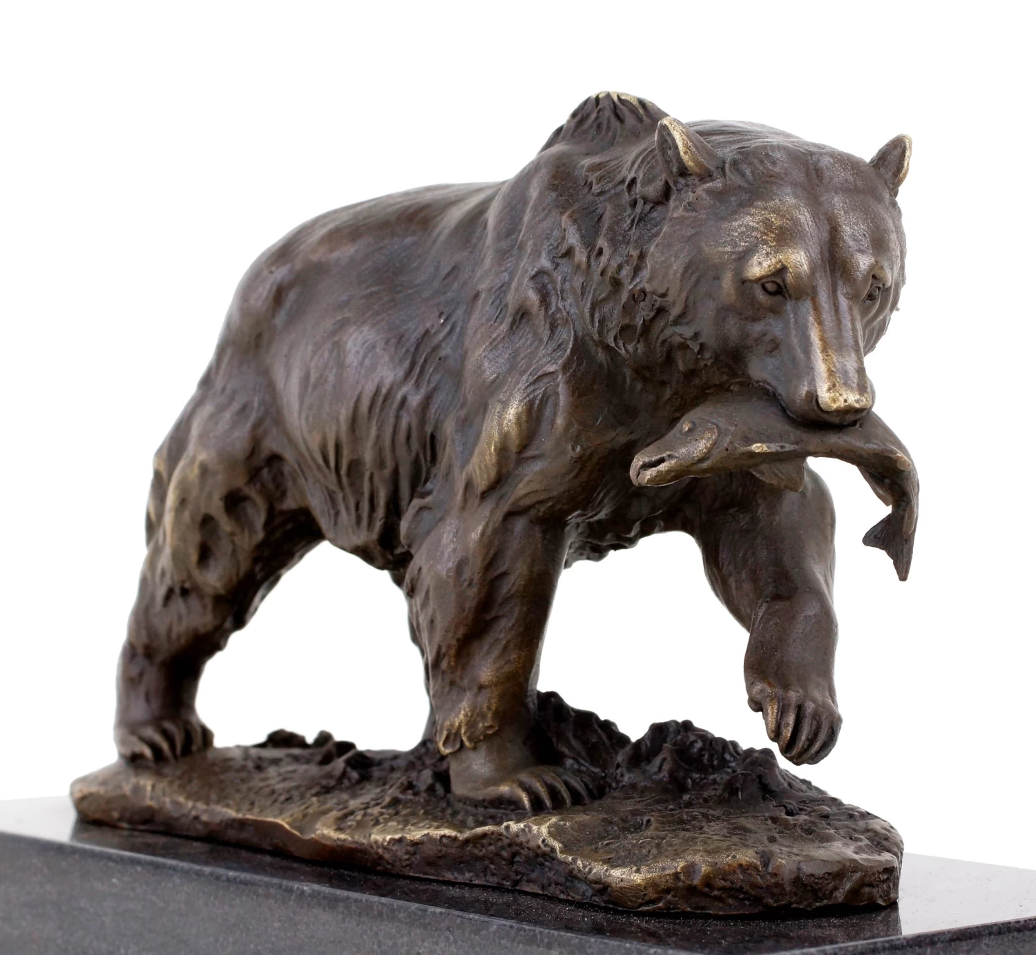 Grizzly Bear With Salmon - Animal Sculpture - Bronze Brown Bear 8 Grizzly Bear With Salmon - Animal Sculpture - Bronze Brown Bear - Image 8
