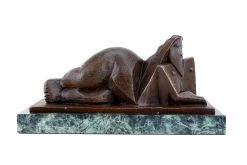 Cubistic Nude Sculpture - Sign. Lipchitz - Cubistic Bronze