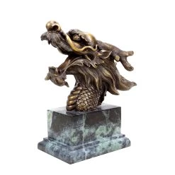Bronze Chinese Dragon Head - Dragon Lóng - Signed Martin Klein - Dragon Statue