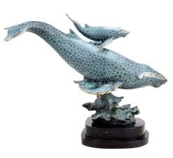 Blue Whale Mother With Her Child - Signed Milo - Whale Statue