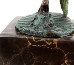 Bronze Fairy Figurine - Cute Fairy With Fern Leaf - Art Nouveau Sculpture - Signed Milo -Salvador Dali Shop DSC07953