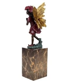 Fairy Figurine - Flower Fairy - Bronze Figurine On Marble Base - Art Nouveau - Milo - Fantasy Statue