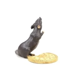 XXL Bronze Mouse With Biscuit - Vienna Bronze - Mouse Statue - Animal Bronze