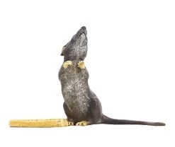 XXL Bronze Mouse With Biscuit - Vienna Bronze - Mouse Statue - Animal Bronze -Salvador Dali Shop DSC07983