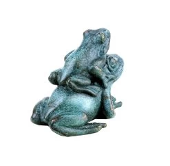 Bronze Frog Couple - Animal Figurine - Green Patina - Signed Milo