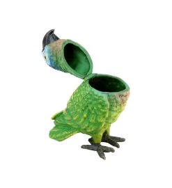 Hand Painted Parrot - Vienna Bronze Match Stand - Bird Figurine