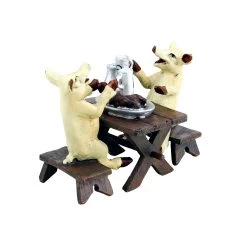 Hofbräu Pigs Eating A Roast Goose - Vienna Bronze - Funny Animal Figurine