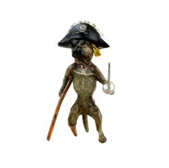 Vienna Bronze Dog - Pirate Pug - Hand-Painted - Funny Dog Figurine -Salvador Dali Shop DSC08295