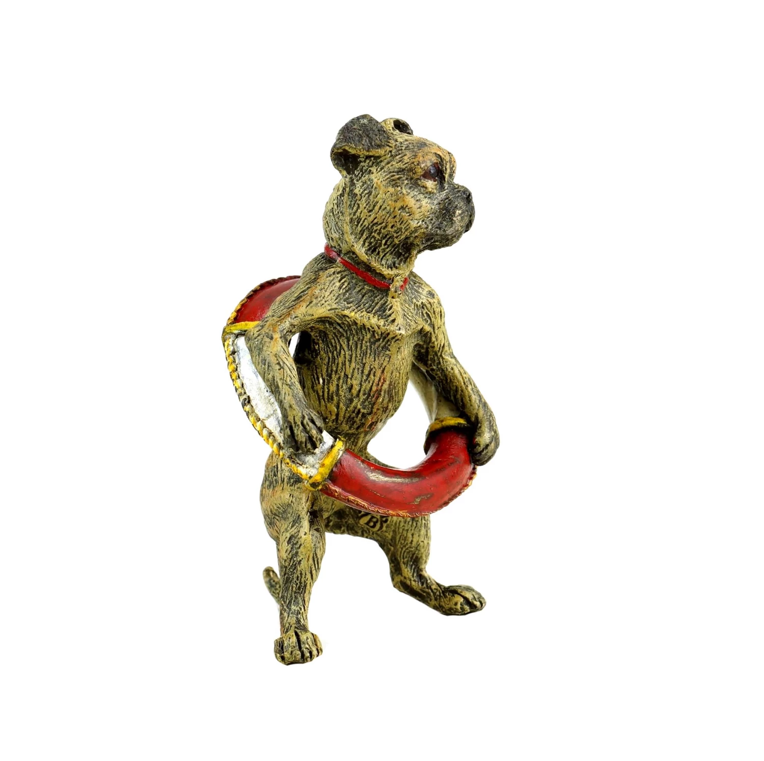 Pug With Lifebelt - Vienna Bronze - Stamped - Dog Figurine 2 Pug With Lifebelt - Vienna Bronze - Stamped - Dog Figurine - Image 2