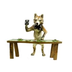 Vienna Bronze - Fox Figurine - Card Player - Hand-Painted - Stamped