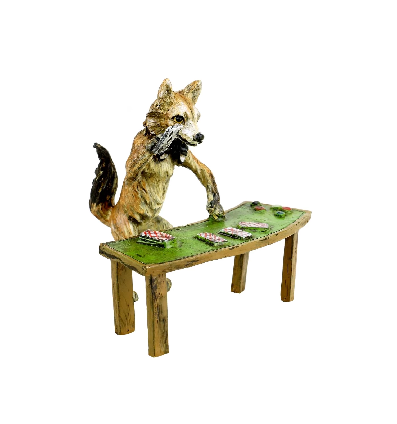 Vienna Bronze - Fox Figurine - Card Player - Hand-Painted - Stamped 2 Vienna Bronze - Fox Figurine - Card Player - Hand-Painted - Stamped - Image 2