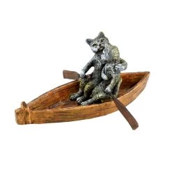 Vienna Bronze - Cat Couple On A Boat Ride - Cat Statue - Cat Sculpture For Sale -Salvador Dali Shop DSC08350