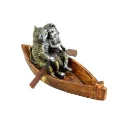 Vienna Bronze - Cat Couple On A Boat Ride - Cat Statue - Cat Sculpture For Sale