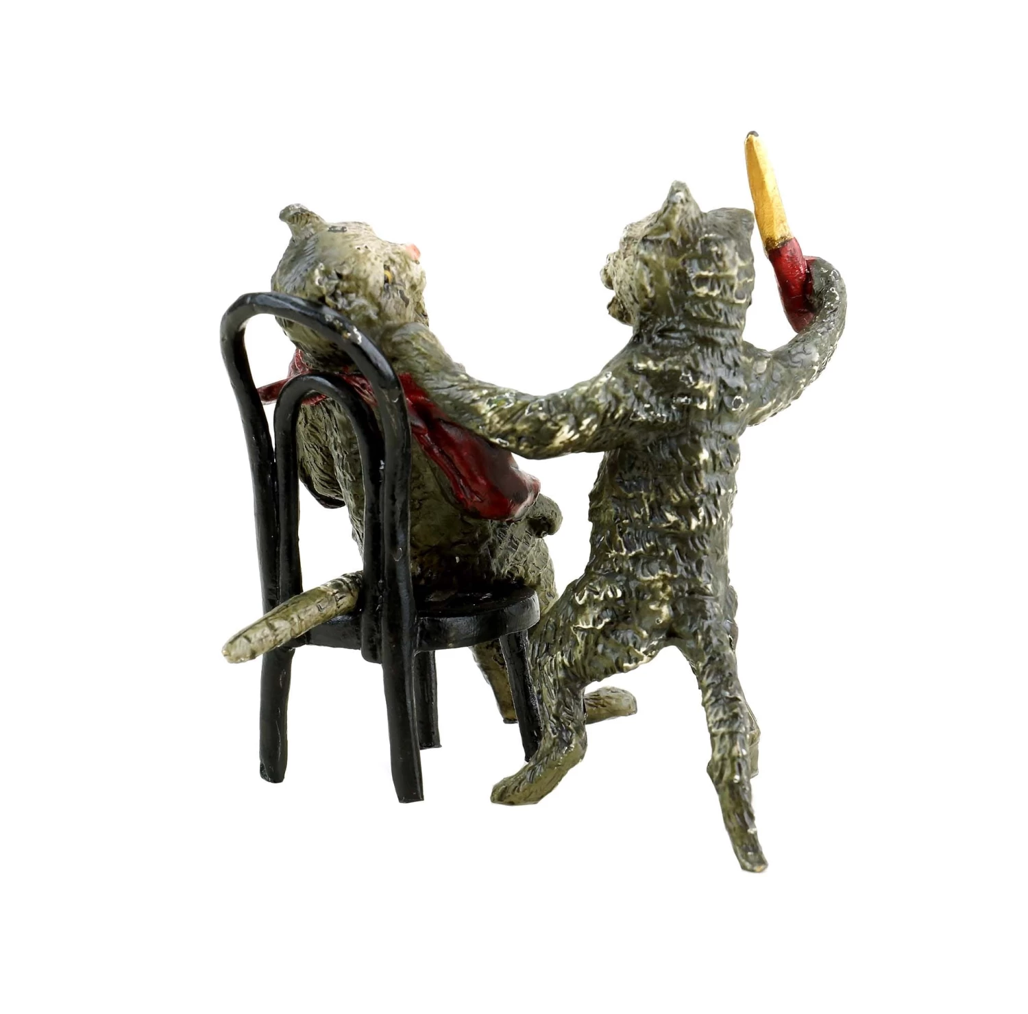 Vienna Bronze - Cat At The Hairdresser - Stamped - Hand-Painted Figurine 2 Vienna Bronze - Cat At The Hairdresser - Stamped - Hand-Painted Figurine - Image 2