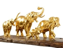 Gilded Herd Of Elephants By Milo - Elephant Figurine - Elephant Statue - Elephant Sculpture