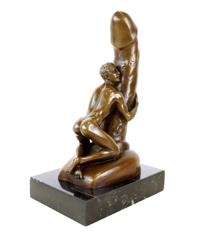 Man On Giant Phallus - Erotic Nude - Signed M. Nick - Gay Bronze 1 Man On Giant Phallus - Erotic Nude - Signed M. Nick - Gay Bronze