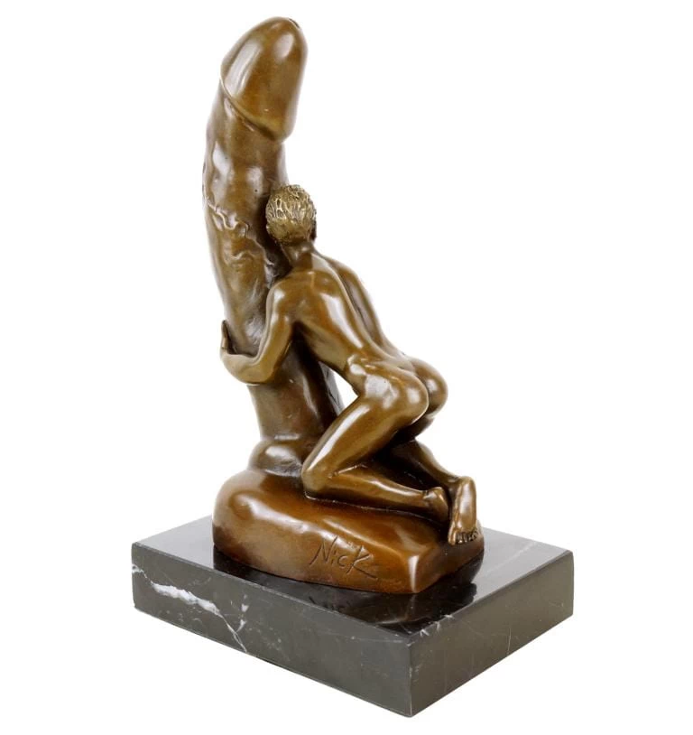 Man On Giant Phallus - Erotic Nude - Signed M. Nick - Gay Bronze 3 Man On Giant Phallus - Erotic Nude - Signed M. Nick - Gay Bronze - Image 3