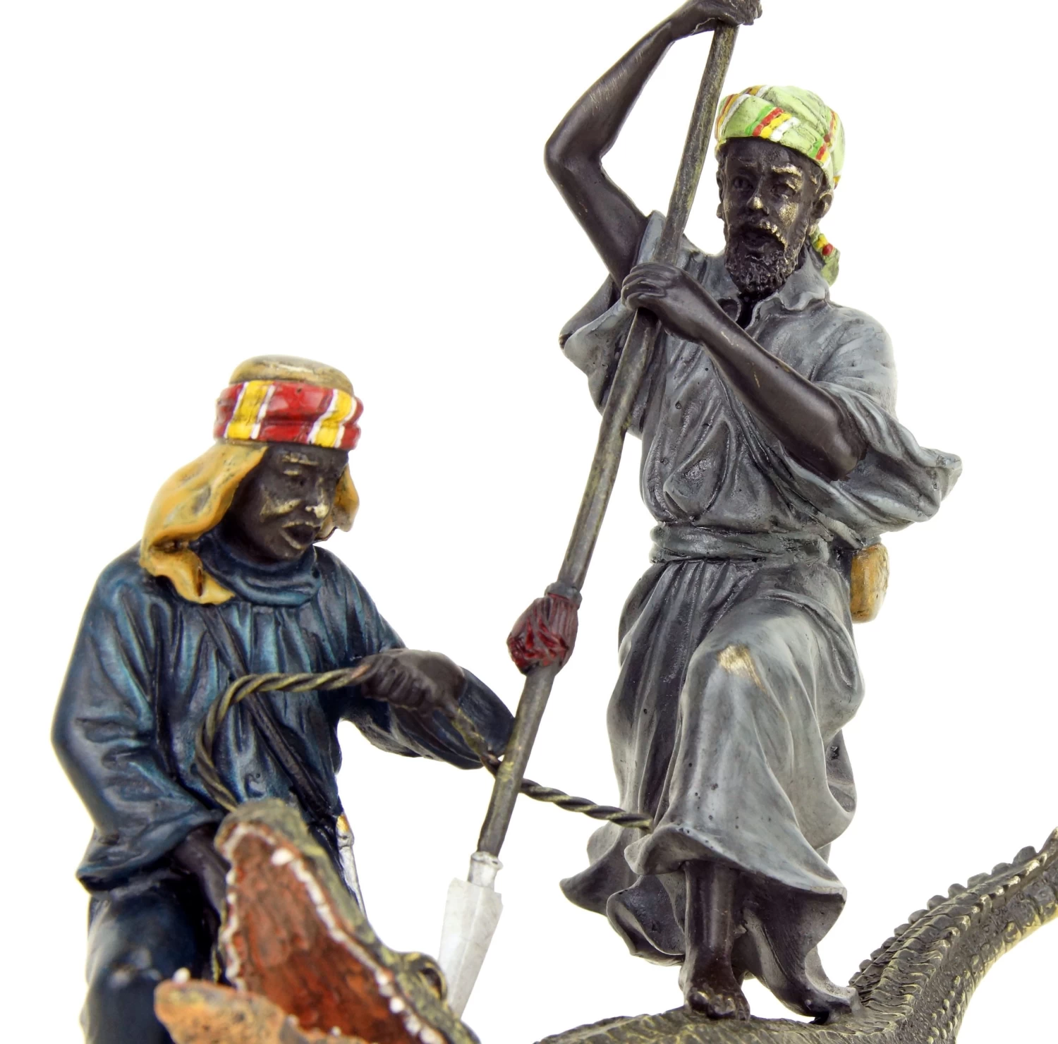 Hand Painted Vienna Bronze - Arabian Crocodile Hunters - Bergmann 5 Hand Painted Vienna Bronze - Arabian Crocodile Hunters - Bergmann - Image 5