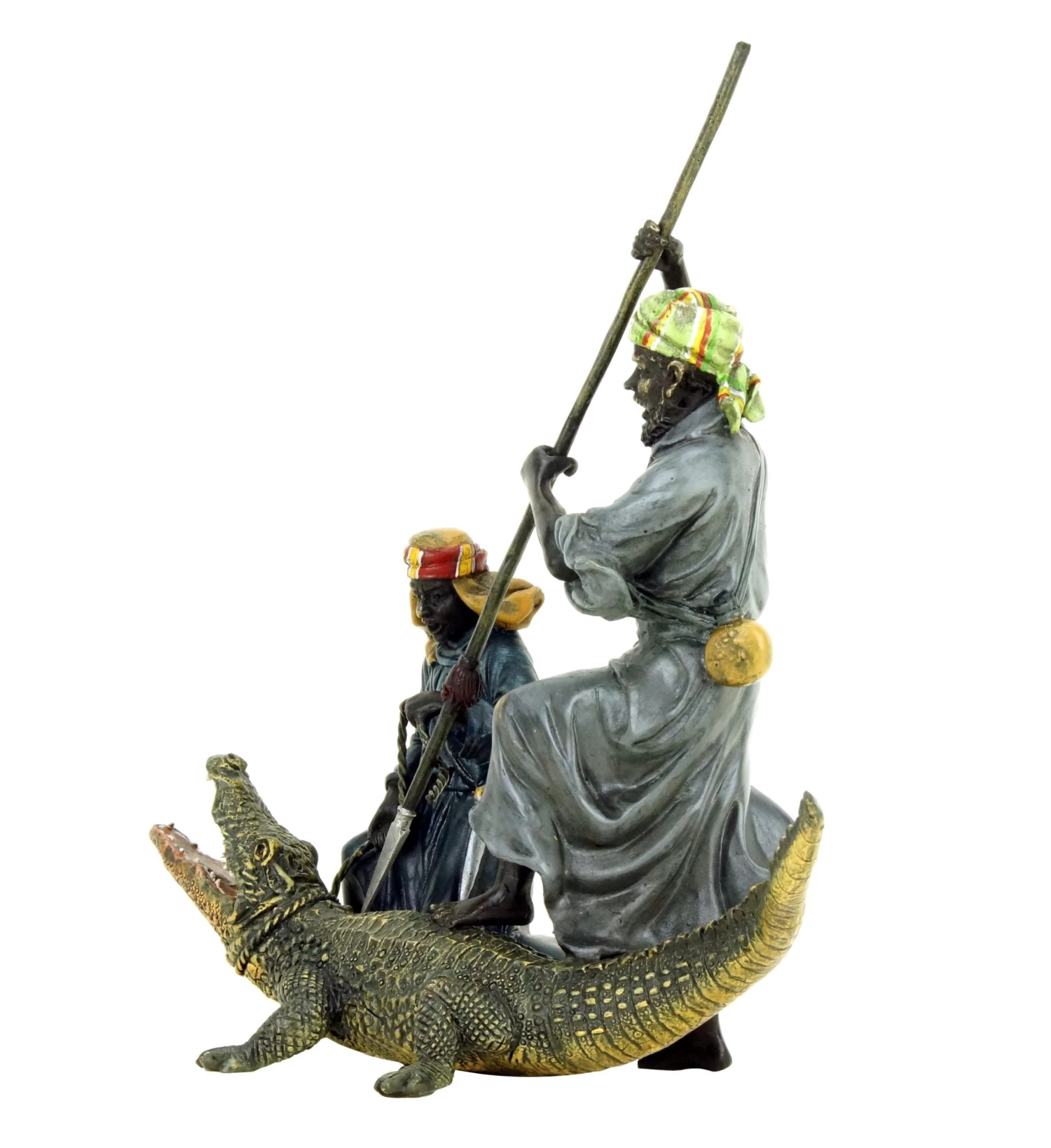 Hand Painted Vienna Bronze - Arabian Crocodile Hunters - Bergmann 6 Hand Painted Vienna Bronze - Arabian Crocodile Hunters - Bergmann - Image 6