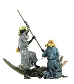 Hand Painted Vienna Bronze - Arabian Crocodile Hunters - Bergmann