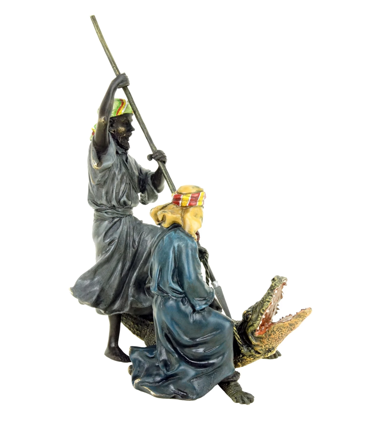 Hand Painted Vienna Bronze - Arabian Crocodile Hunters - Bergmann 2 Hand Painted Vienna Bronze - Arabian Crocodile Hunters - Bergmann - Image 2