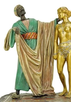 Erotic Nude - Slave Trader With Nude Female Slave - Bergmann Stamp