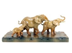 Bronze Family Of Elephants On Ship Plank - Animal Figurine By Milo -Salvador Dali Shop DSC09151