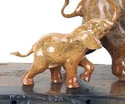 Bronze Family Of Elephants On Ship Plank - Animal Figurine By Milo -Salvador Dali Shop DSC09158