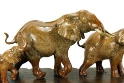 Bronze Family Of Elephants On Ship Plank - Animal Figurine By Milo -Salvador Dali Shop DSC09159