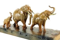 Bronze Family Of Elephants On Ship Plank - Animal Figurine By Milo -Salvador Dali Shop DSC09168