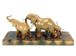 Bronze Family Of Elephants On Ship Plank - Animal Figurine By Milo -Salvador Dali Shop DSC09173