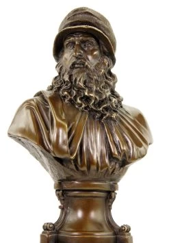 Leonardo Da Vinci Bust - Limited Bronze Statue - Signed Milo