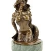 Erotic Nude - Mermaid - Water Nymph - Bronze Figurine Signed