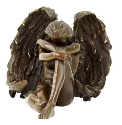 Sitting Angel Sculpture - Bronze Erotic Nude - Signed Patoue -Salvador Dali Shop DSC09713