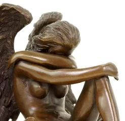 Sitting Angel Sculpture - Bronze Erotic Nude - Signed Patoue -Salvador Dali Shop DSC09724